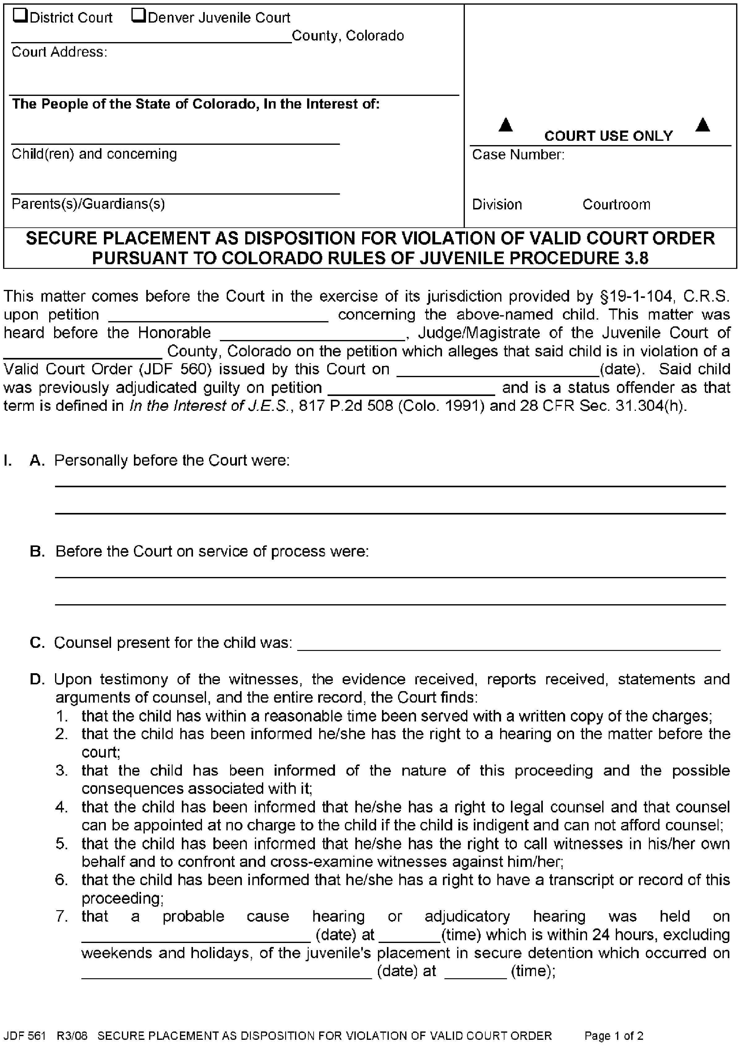 Colorado Revised Statutes Title 19. Children's Code JUV P JDF 561 FindLaw